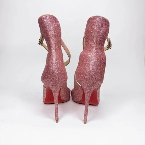 Christian Louboutin Marlenarock Size 36.5 100mm Heels in Glitter Pink. - Picture 6 of 12